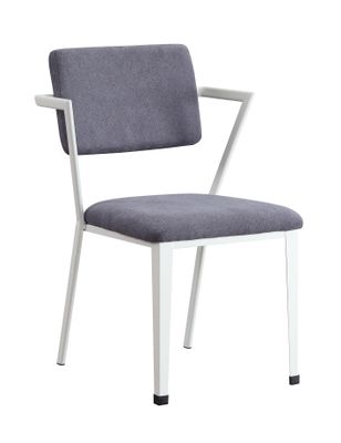 Cargo Gray Fabric & White Finish Office Chair - Gray, White