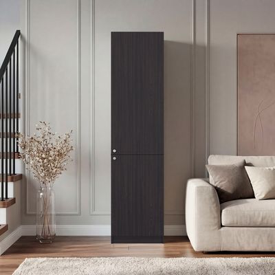 Tall Bookcase 71" H with 2 Doors, Five Interior Shelves, Black Wengue