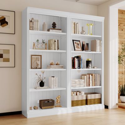 83 Tall Wood Bookcase Suite - White