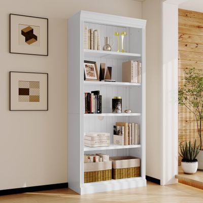 83.4 Tall Wood Bookcase, 5 - Tier Home Decor Bookshelves with