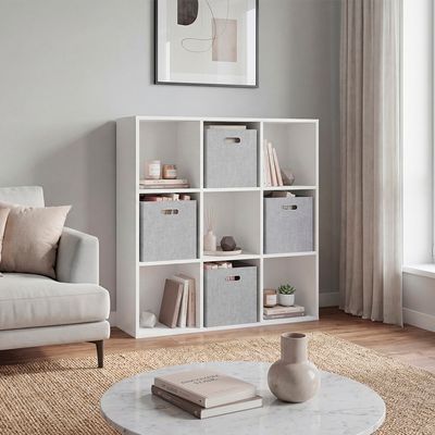 Gridley Collection 9 - Cube Storage Organizer with 4 Fabric Bins Gridley Collection 9 - Cube Storage Organizer with 4 Fabric Bins