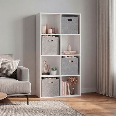 Gridley Drive 8 - Cube Storage Organizer with 4 Fabric Bins - White Gridley Drive 8 - Cube Storage Organizer with 4 Fabric Bins - White