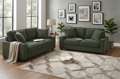 2 Piece Corduroy Sofa Set Forest Green 2 Piece Corduroy Sofa Set Forest Green