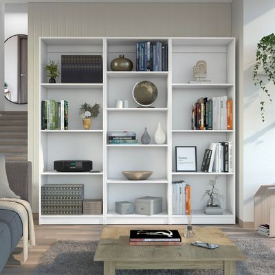 Lainor 3 Piece Home Bookcase set - White - 74.1 x 71.1 x 11.7 in. Lainor 3 Piece Home Bookcase set - White - 74.1 x 71.1 x 11.7 in.