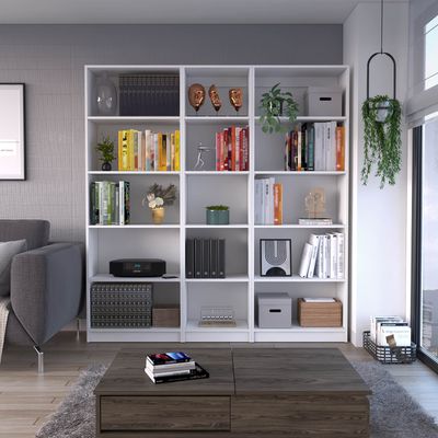 Luetz 3 Piece Home Bookcase set - White - 67.1 x 71.1 x 11.7 in. / 160 Luetz 3 Piece Home Bookcase set - White - 67.1 x 71.1 x 11.7 in. / 160