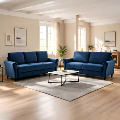 2 - Piece Patricia Curved Arm Sofa Set - Dark Blue 2 - Piece Patricia Curved Arm Sofa Set - Dark Blue