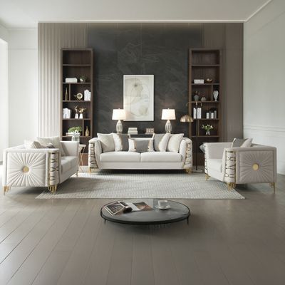 Contessa Modern Fabric 3Pc Living Room Set in Beige Contessa Modern Fabric 3Pc Living Room Set in Beige