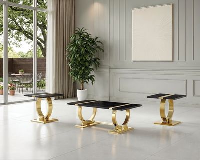 Contemporary Style 3pc Table Set 1x Coffee Table 2x End Table Black Contemporary Style 3pc Table Set 1x Coffee Table 2x End Table Black