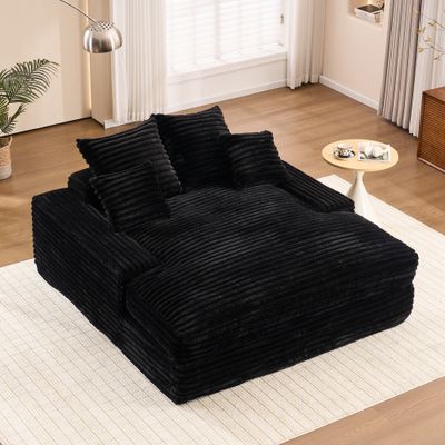 028DR - Oversized chaise Lounge chair - Black