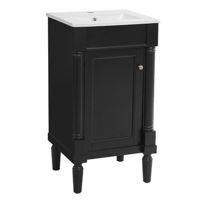 18" French Style Bathroom Cabinet with Storage - Black
