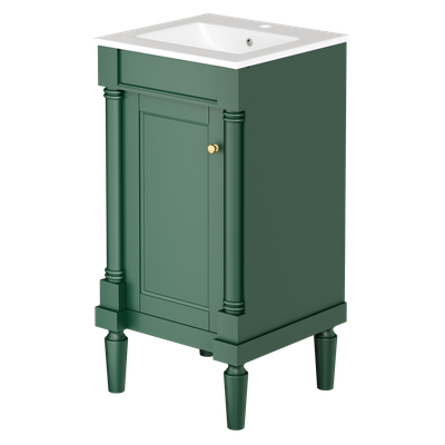 18" French Style Bathroom Cabinet with Storage - Green