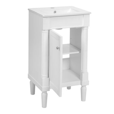 18" French Style Bathroom Cabinet with Storage - White