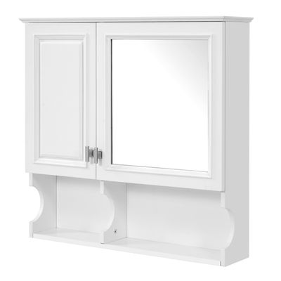30" Mirror Medicine Cabinet with Open Shelves - White