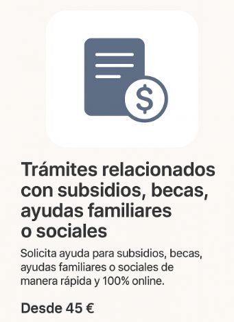 Trámites relacionados con subsidios, becas, ayudas familiares o sociales.