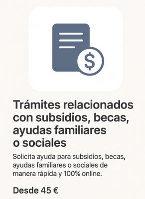 Trámites relacionados con subsidios, becas, ayudas familiares o sociales.