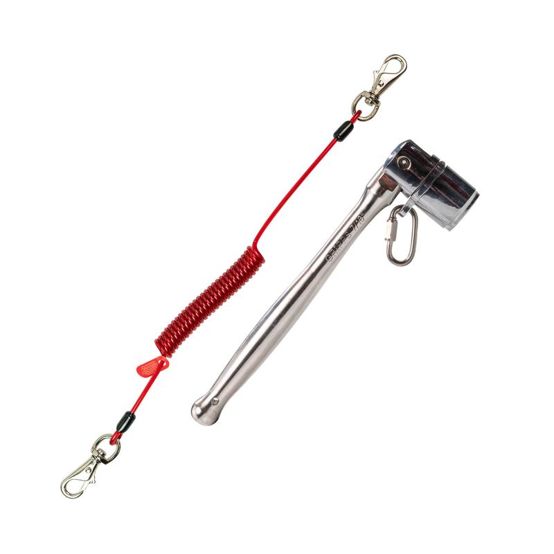 Stainless Steel Scaffold Key 7/16 (21mm) with Coil Tether Single-Action Stainless Steel Scaffold Key 7/16 (21mm) with Coil Tether Single-Action