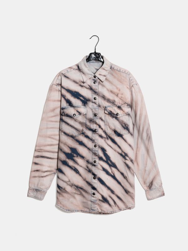 CHEMISE DENIM ZEBRA INDIGO PINK