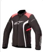 Alpinestars Stella T-Kira V2 Waterdichte dames motorfiets textiel jas, Color: Zwart/Rood, Size: S