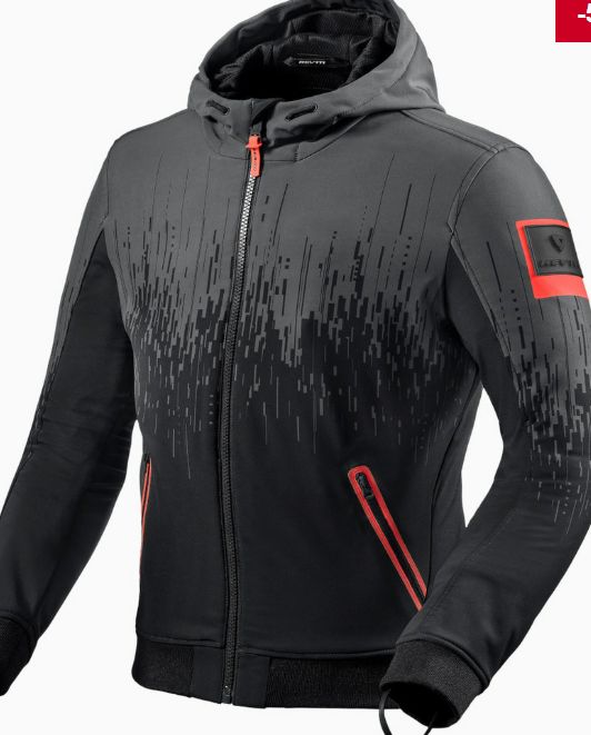 Revit Quantum 2 WB Motorfiets Hoodie / Textiel Jas, Color: Zwart/Rood, Size: S