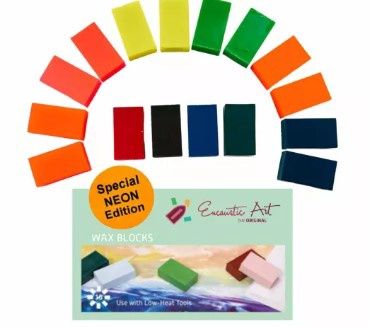Encaustic Art wax - Neon selection + gratis stempel