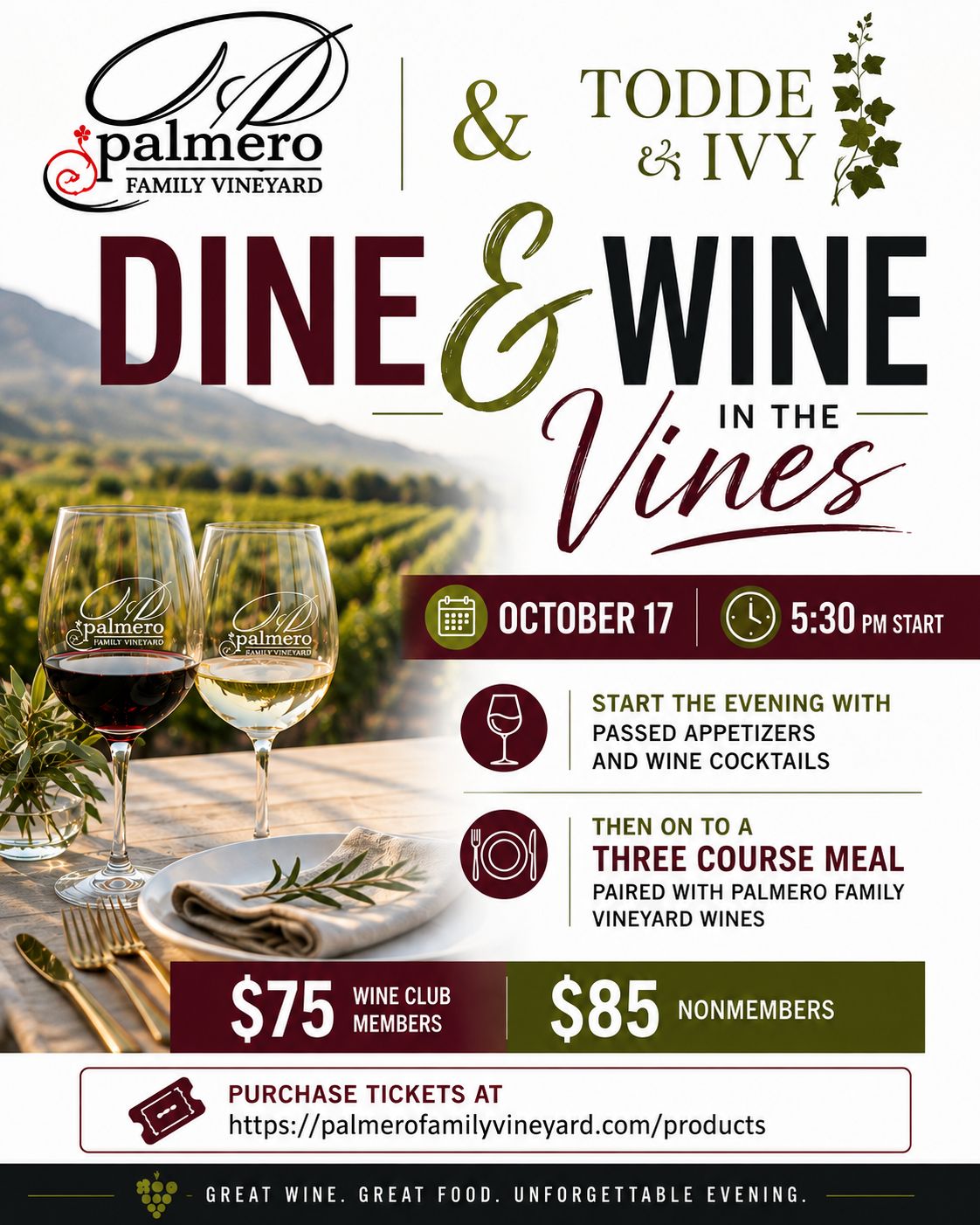 DINE &amp; WINE IN THE VINES TICKET - NONWC
