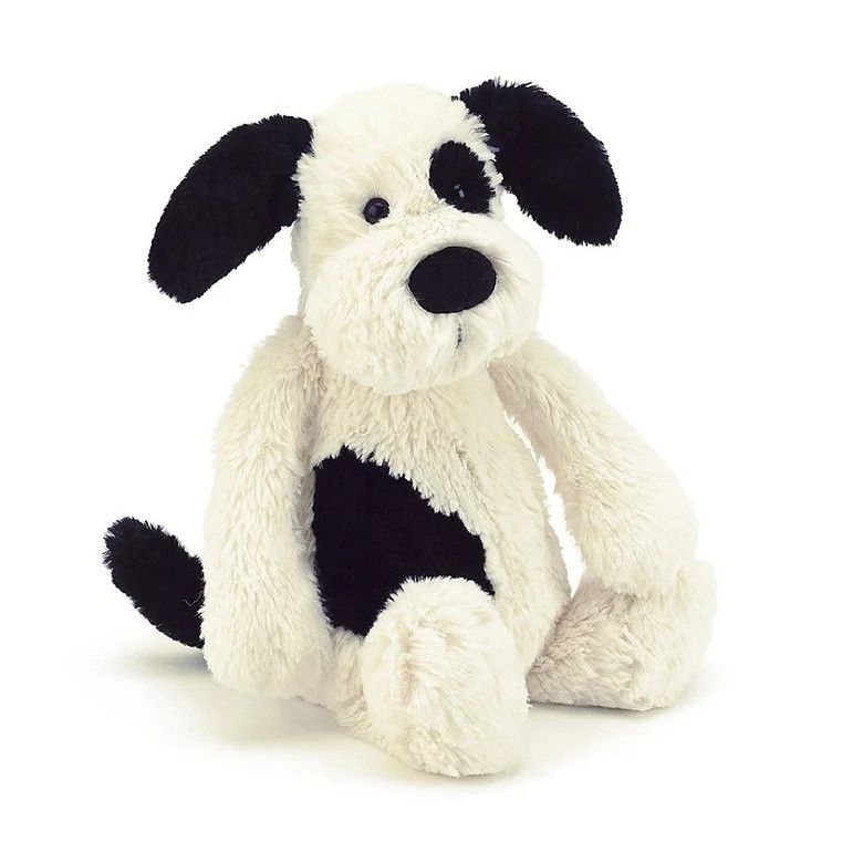 BASHFUL BLACK AND CREAM PUPPY MEDIUM