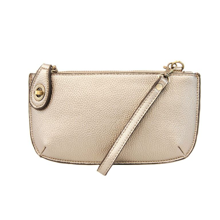 MINI CROSSBODY WRISTLET CLUTCH (METALLIC PEARL)