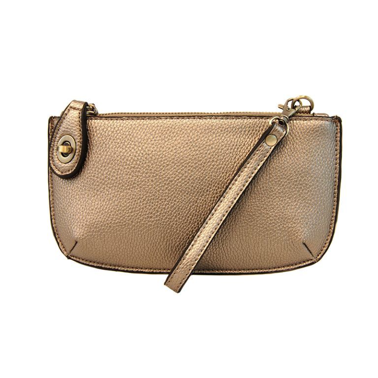 MINI CROSSBODY WRISTLET CLUTCH (METALLIC LIGHT BRONZE)