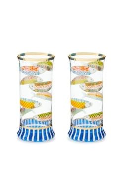 S/2 GO FISH HIGHBALL GLASS