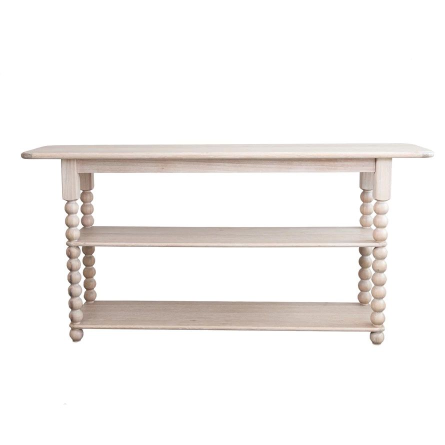 CONSOLE TABLE W/2 SHELVES  & TURNED LEGS
