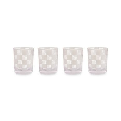 S/4  WHT CK MELAMINE ACRYLIC TUMBLERS