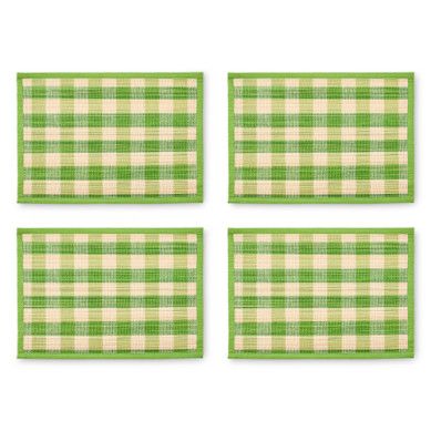 S/4 GRN WOVEN CK MELAMINE STRAW PLACEMENTS  - Juliana Registry