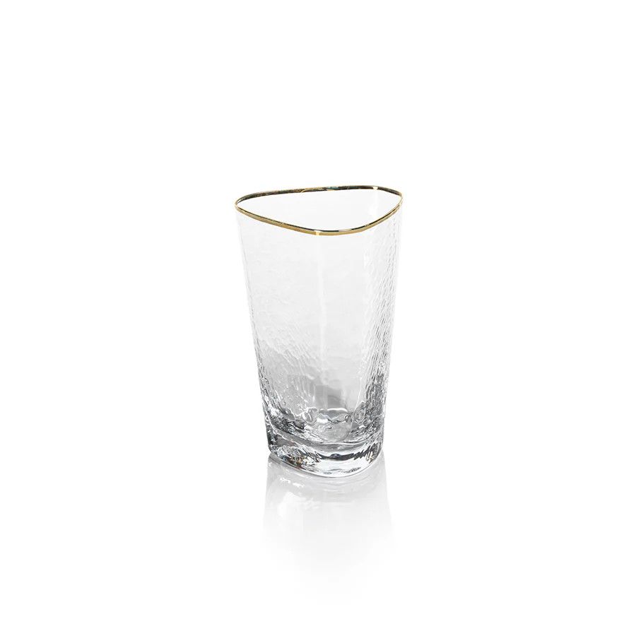 APERITIVO TRIANGULAR CLEAR HIGHBALL GLASS W/GOLD RIM - Juliana Registry