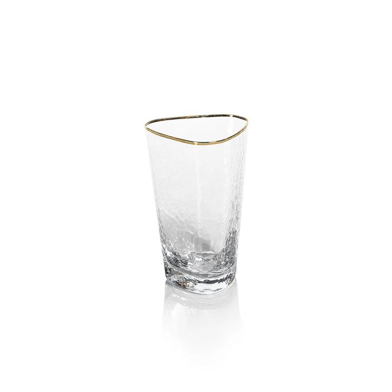 APERITIVO TRIANGULAR CLEAR HIGHBALL GLASS W/GOLD RIM - Juliana Registry