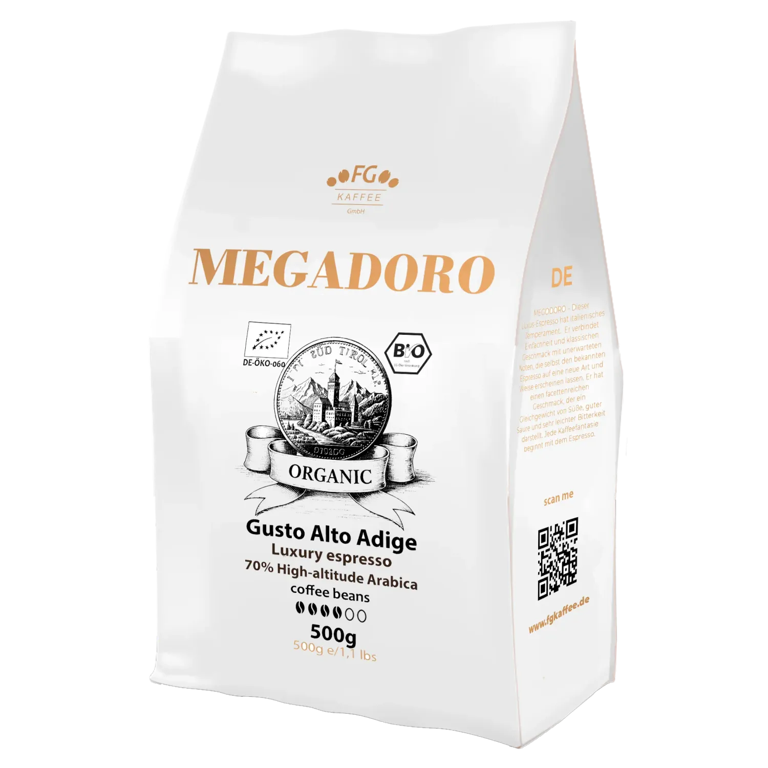 Megadoro BIO Alto Adige (Süd Tirol) Kaffeebohnen 500g Megadoro BIO Alto Adige (Süd Tirol) Kaffeebohnen 500g