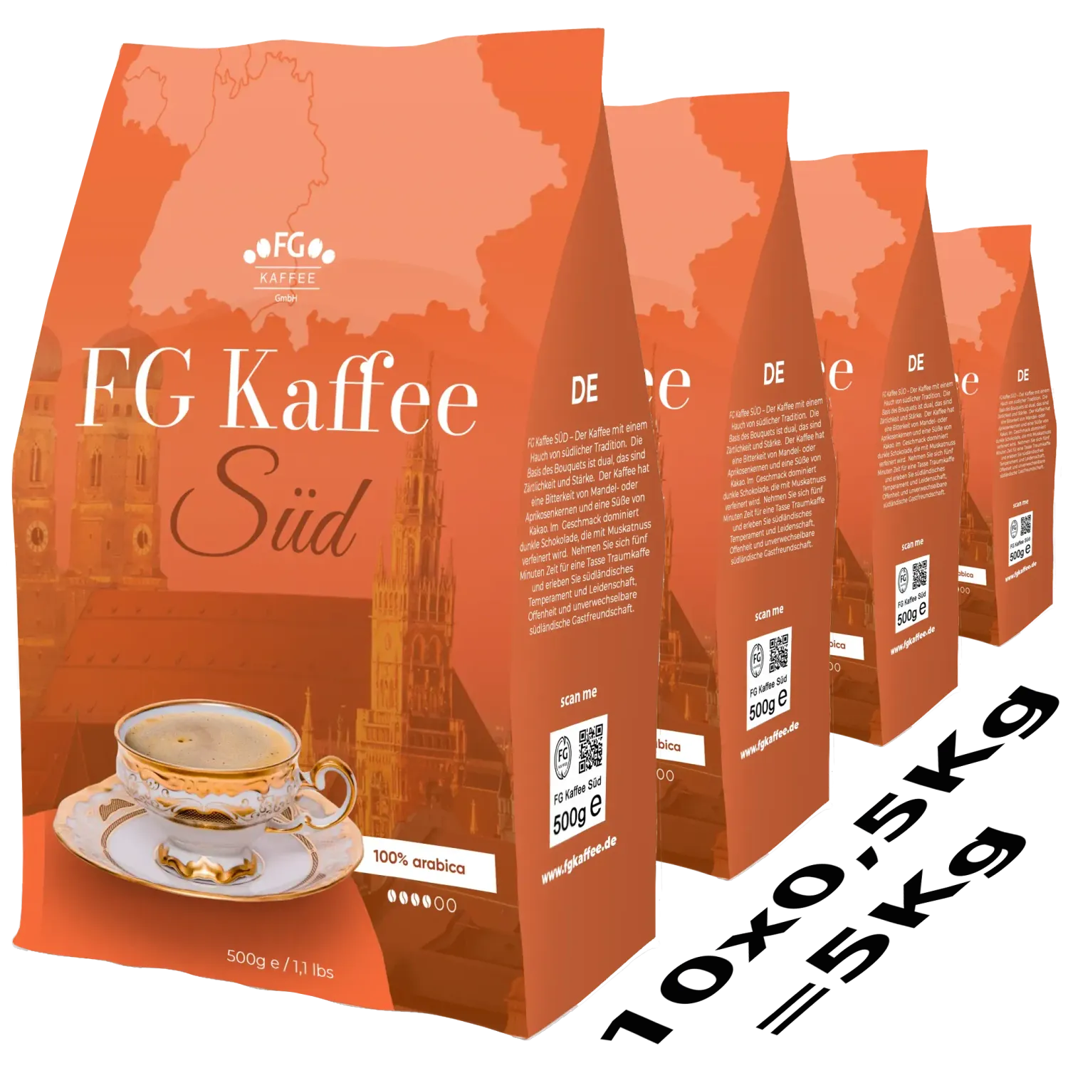 FG Kaffee SÜD Kaffeebohnen 100% Arabica 10x500g FG Kaffee SÜD Kaffeebohnen 100% Arabica 10x500g