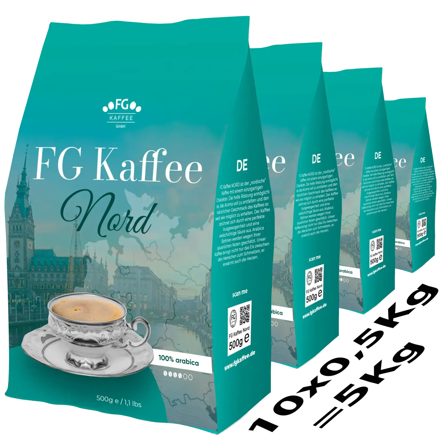 FG Kaffee NORD Kaffeebohnen 100% Arabica 10x500g FG Kaffee NORD Kaffeebohnen 100% Arabica 10x500g