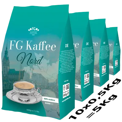 FG Kaffee NORD Kaffeebohnen 100% Arabica 10x500g FG Kaffee NORD Kaffeebohnen 100% Arabica 10x500g