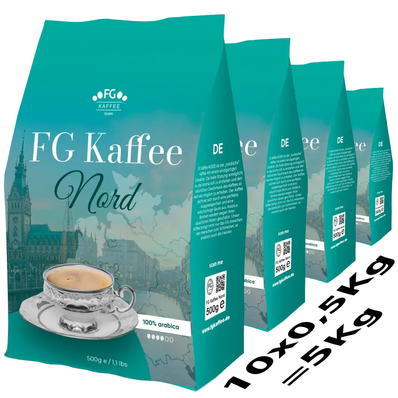 FG Kaffee NORD Kaffeebohnen 100% Arabica 10x500g FG Kaffee NORD Kaffeebohnen 100% Arabica 10x500g