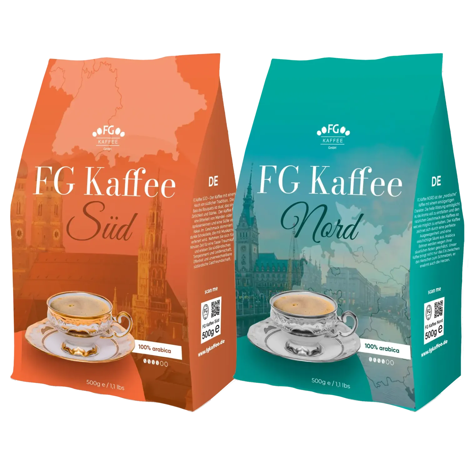 FG Kaffee Set NORD und SÜD Kaffeebohnen 100% Arabica 2x500g