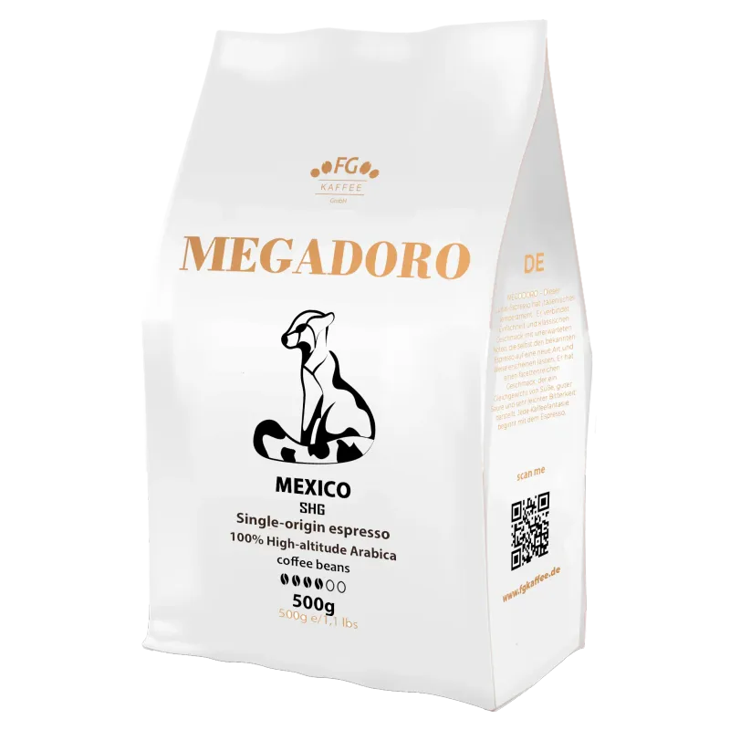 Megadoro Mexico SHG Espresso Kaffeebohnen 100% Arabica 500g