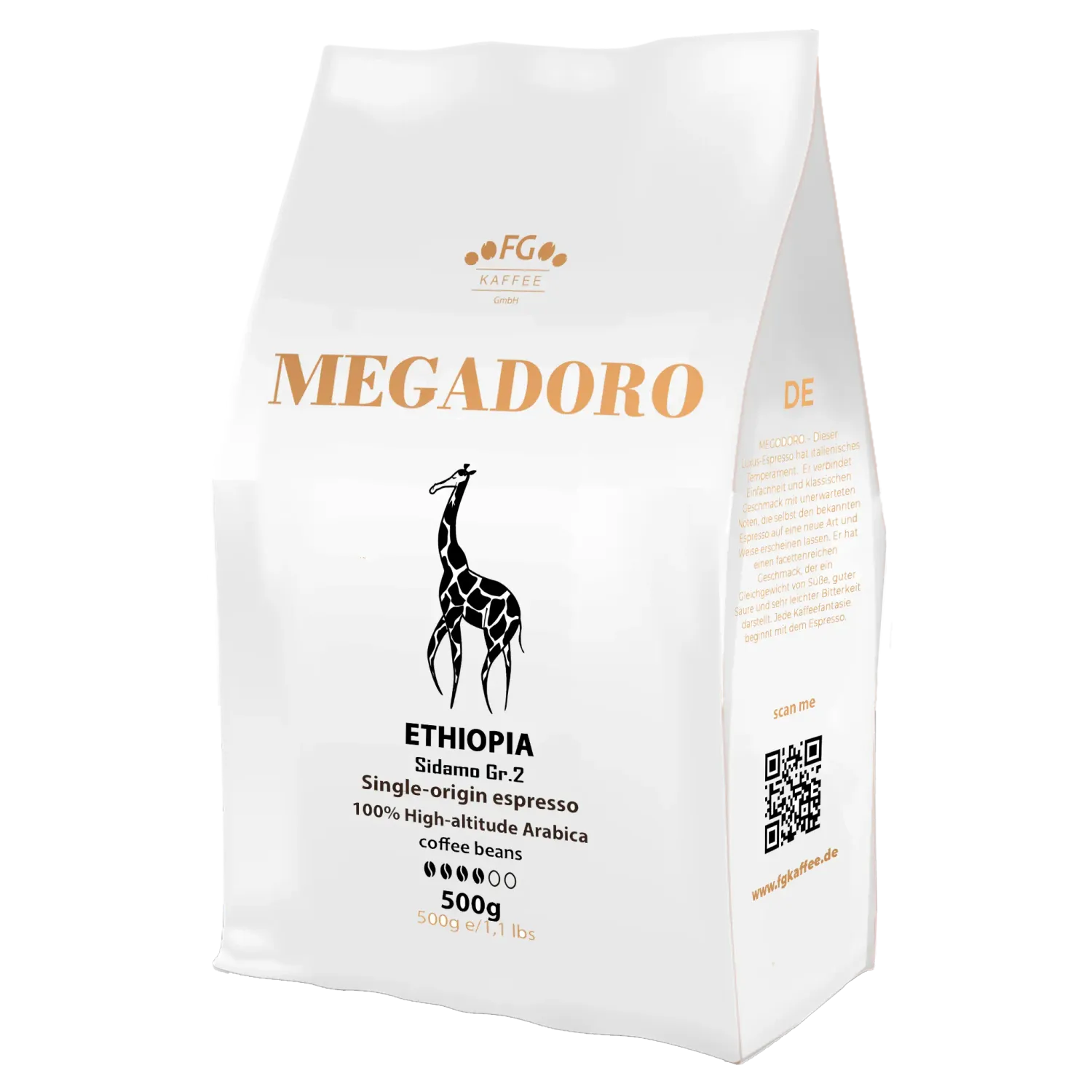 Megadoro Ethiopia Sidamo Espresso Kaffeebohnen 100% Arabica 500g