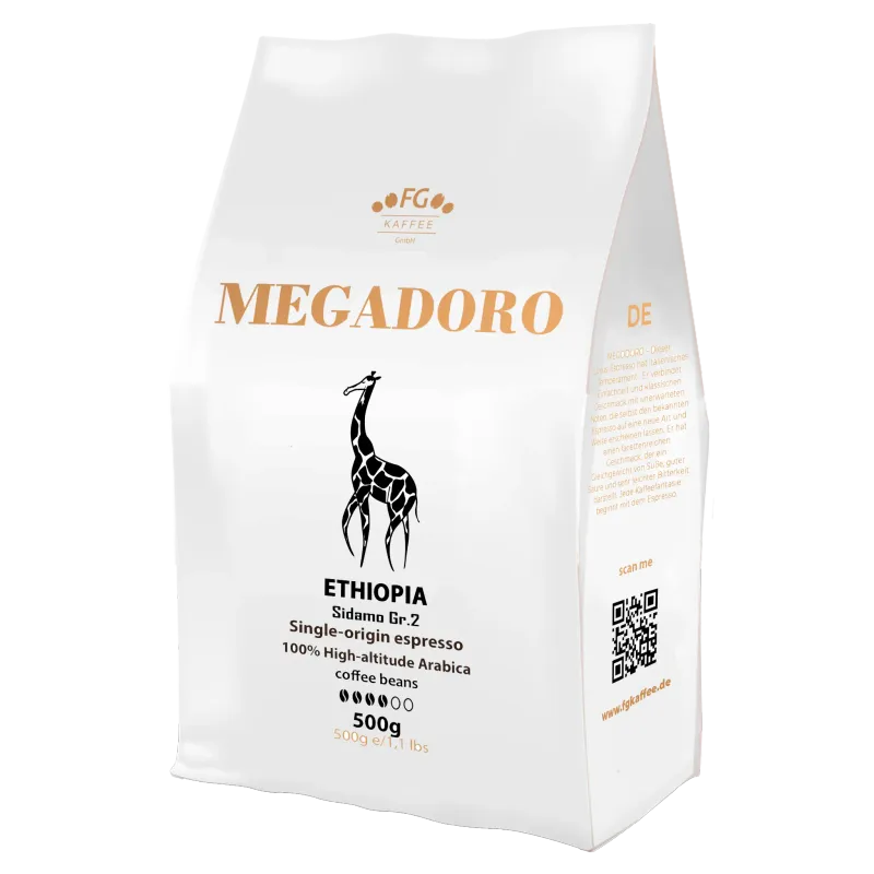 Megadoro Ethiopia Sidamo Espresso Kaffeebohnen 100% Arabica 500g