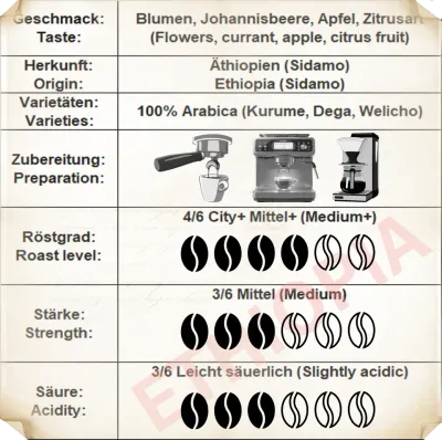 Megadoro Set Ethiopia Sidamo und Mexico SHG Espresso Coffee beans 100% Arabica 2x500g