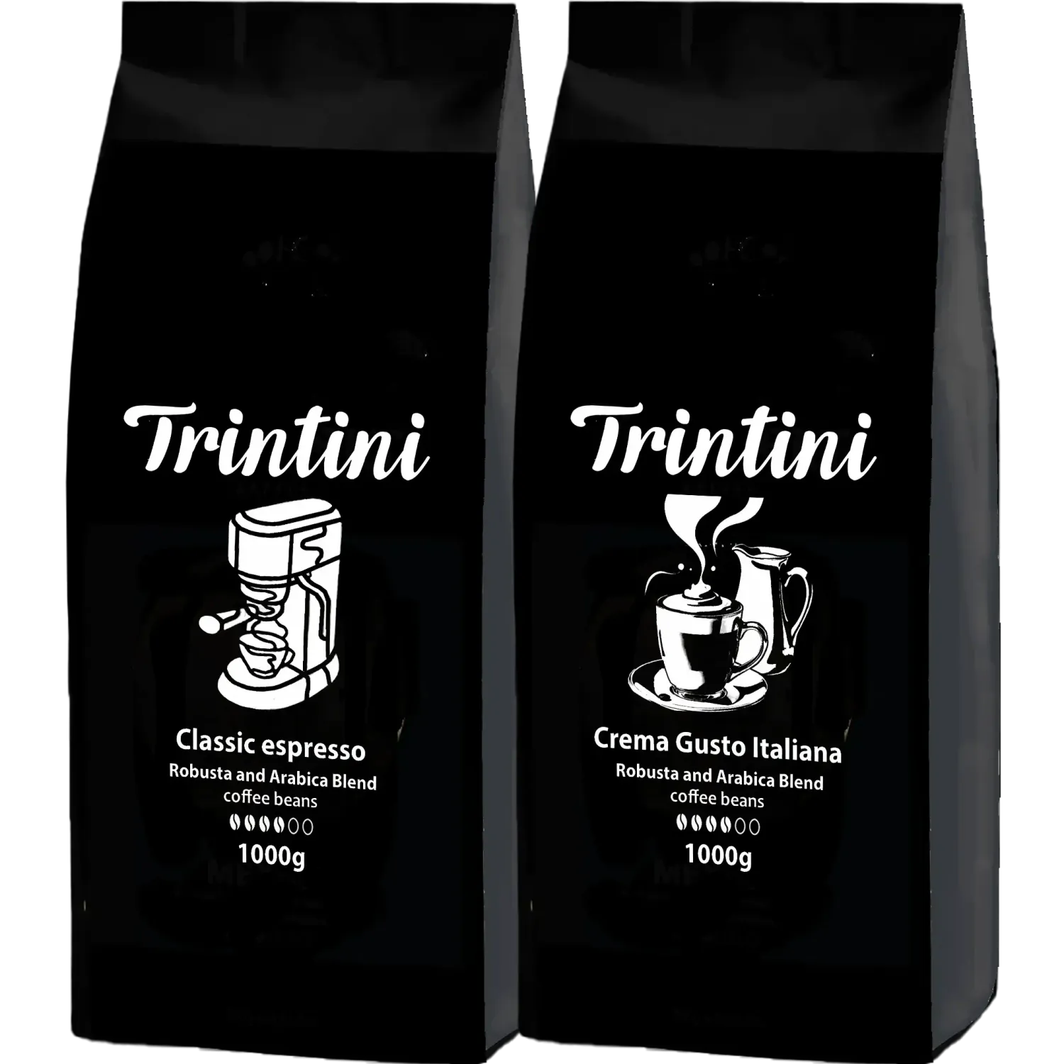Trintini  Set Espresso und Crema Gusto Italiana  Kaffeebohnen 2x1000g