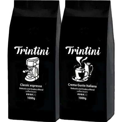 Trintini  Set Espresso und Crema Gusto Italiana  Kaffeebohnen 2x1000g