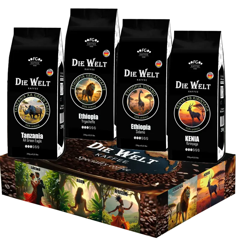 Die Welt Kaffee Set Afrikano Kaffeebohnen 4x250g