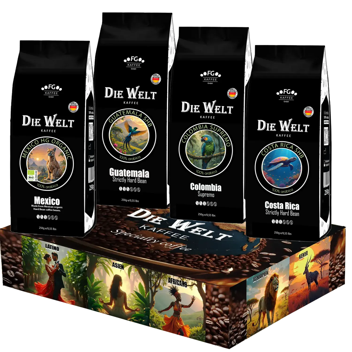 Die Welt Kaffee Set Latino Kaffeebohnen 4x250g