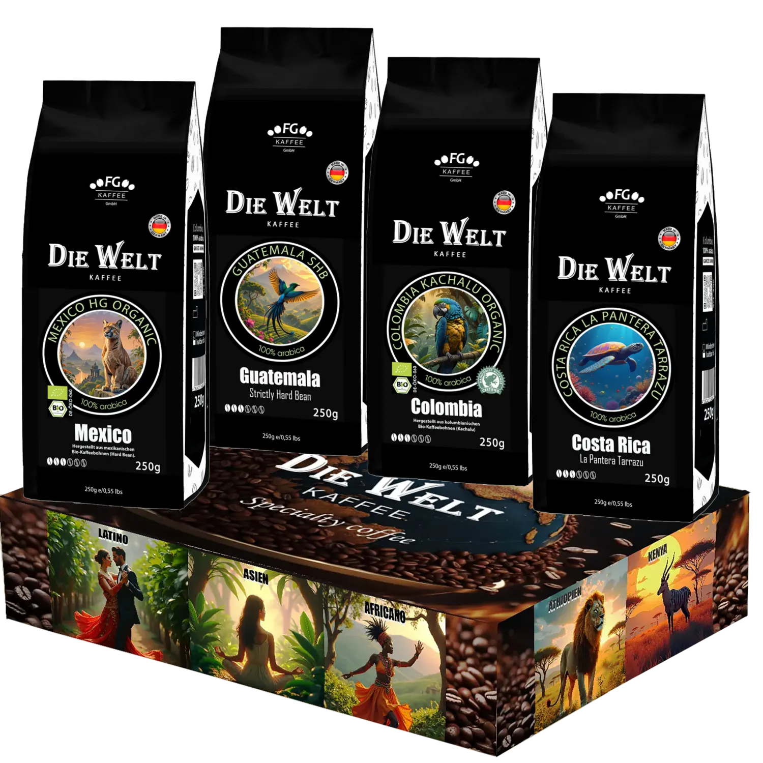 Die Welt Kaffee Set Latino Coffee beans 4x250g Die Welt Kaffee Set Latino Coffee beans 4x250g