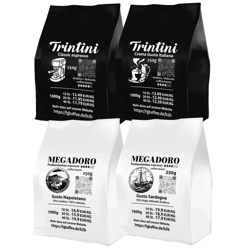 Trintini - Megadoro: Sample set of coffee beans, 4 x 250g, wholesale/catering quality